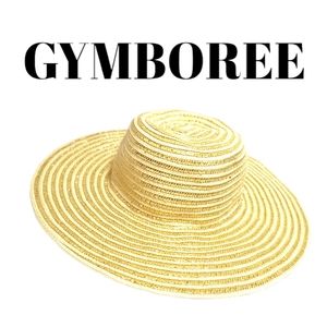 Gymboree Big Girl's Natural Straw & Metallic Gold Wide Brim Summer Fashion Hat M